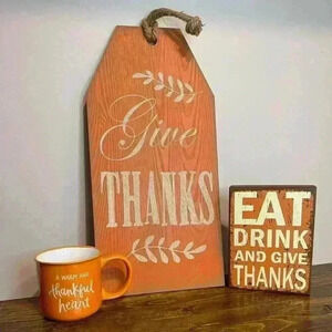 Give Thanks Sign And Thankful Mug Fall Decor Autum Decor Seasonal Decor